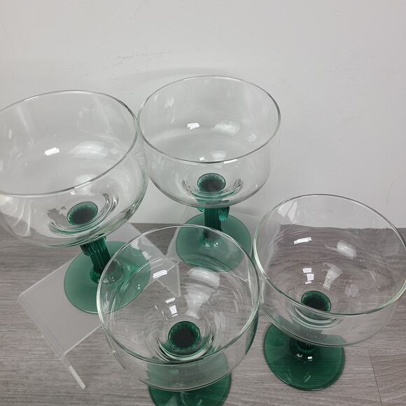 Libbey Margarita Glasses Green Cactus Stem Party Cinco de Mayo Set of 4 - Picture 5 of 7
